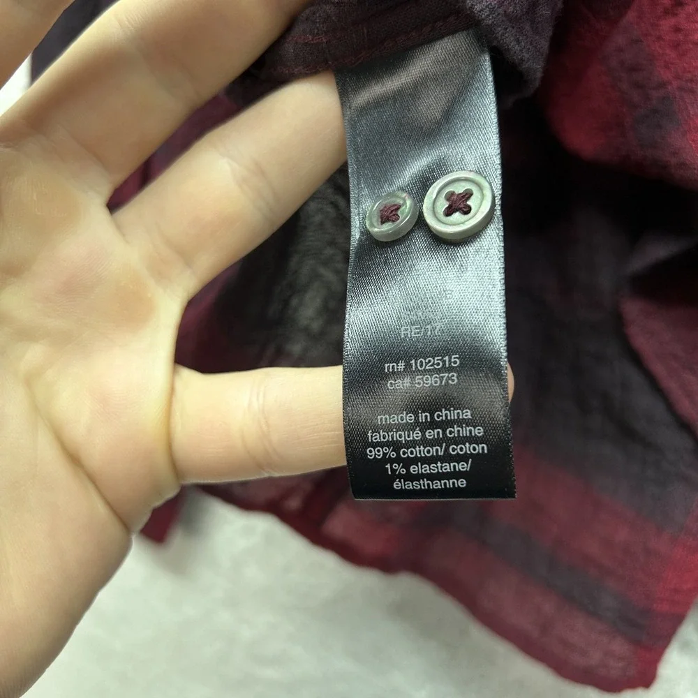 John Varvatos Mens Size M Red Seersucker Long Sleeve Button Up Cotton Shirt (T4)
